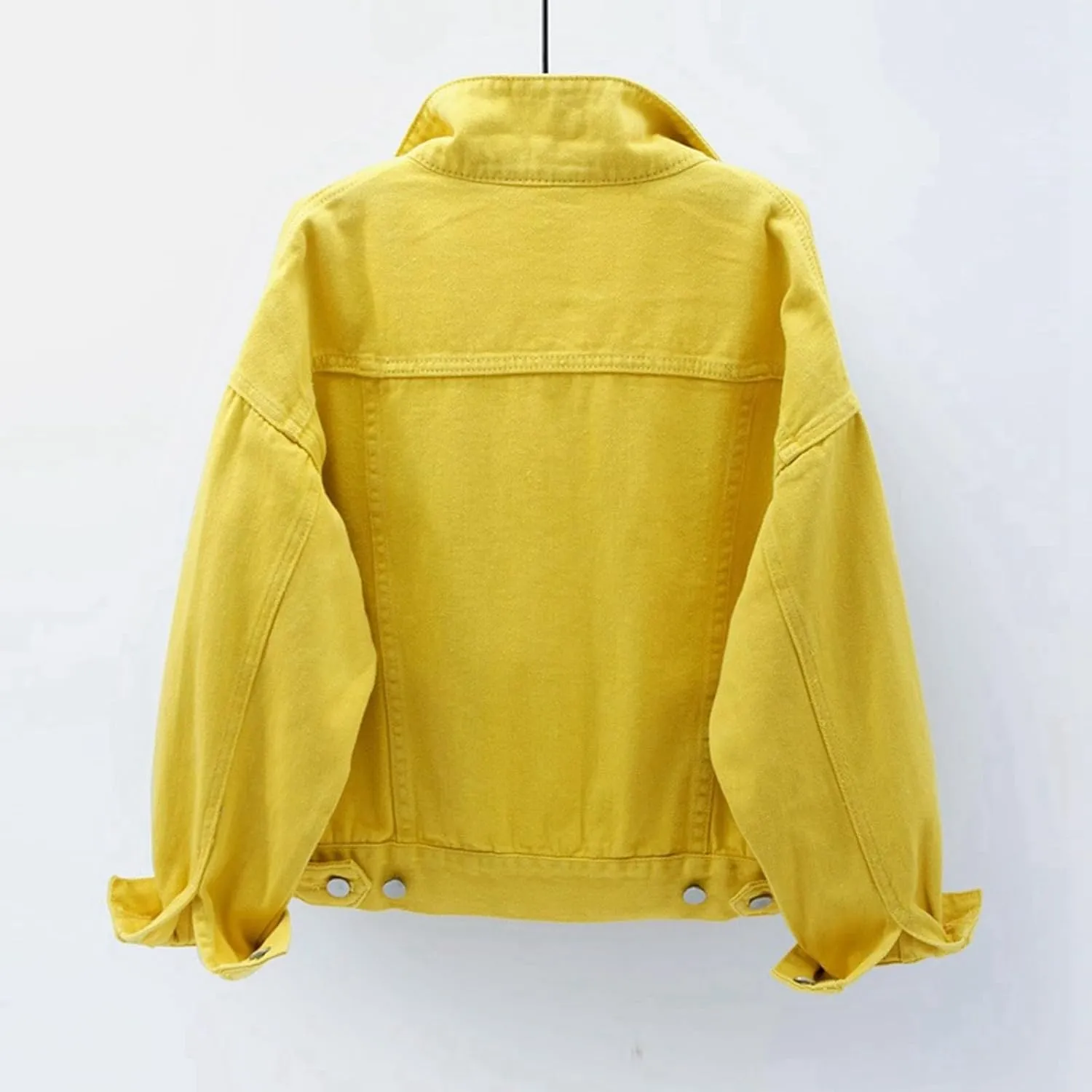 Bomber Jackets for Women Solid Button Down Jeans Denim Jackets Plus Size Trendy Casual Oversized Coat with Pockets