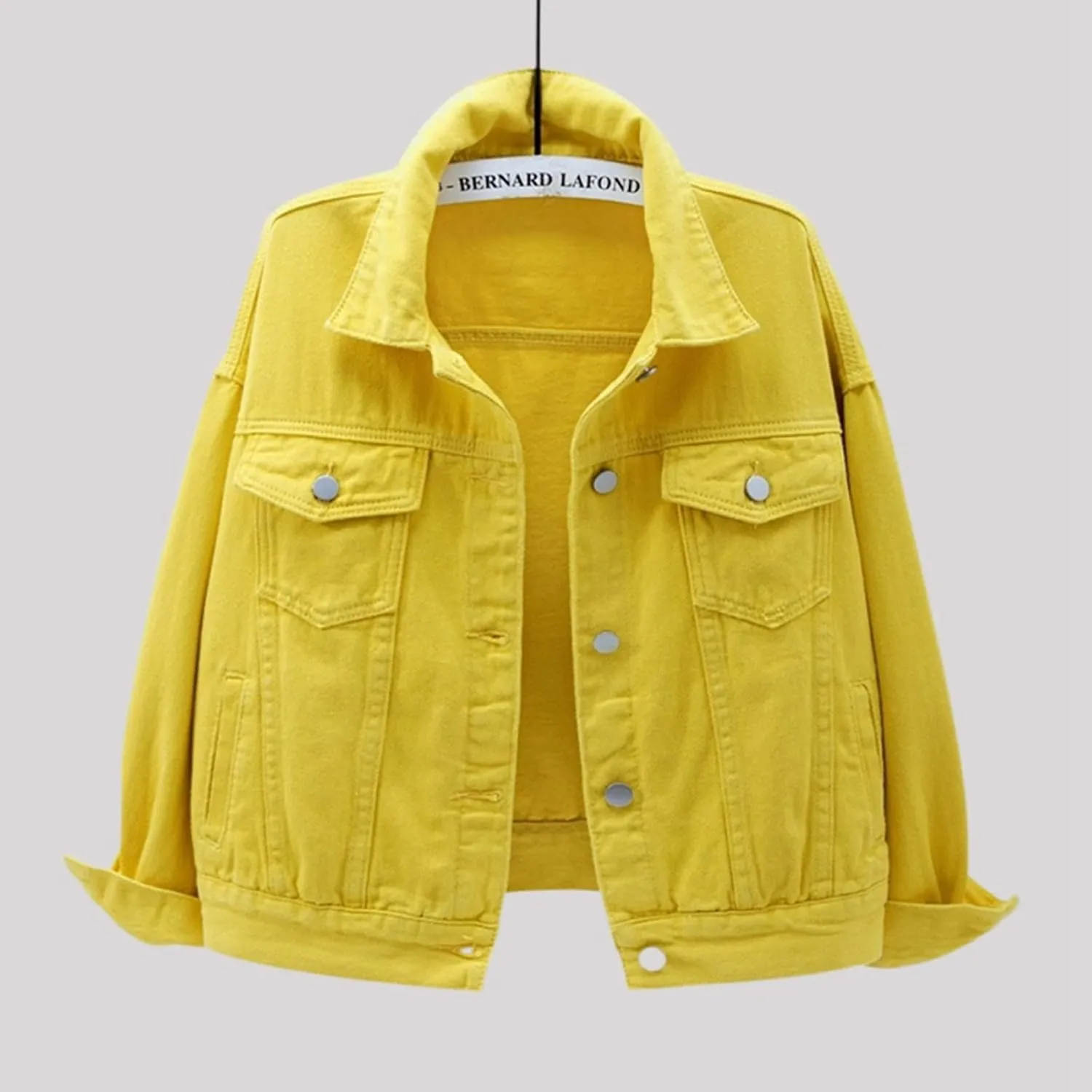 Bomber Jackets for Women Solid Button Down Jeans Denim Jackets Plus Size Trendy Casual Oversized Coat with Pockets