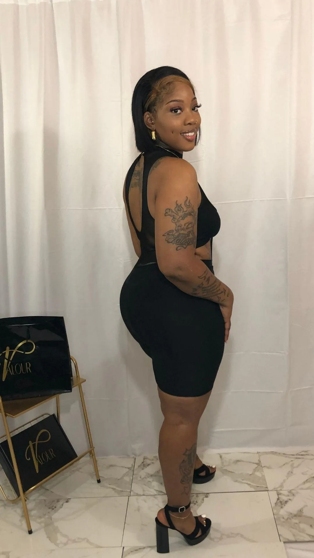 Brandi black sheer romper one piece