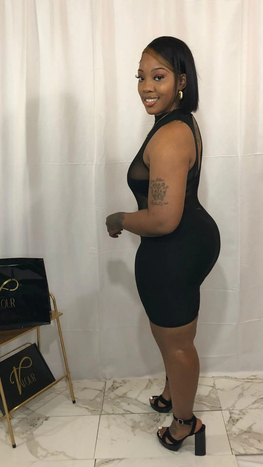 Brandi black sheer romper one piece