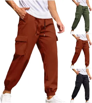 CAITS Men's Sweatpants with Multi Pockets Athletic Training Joggers Drawstring Stretch Elastic Waist Trousers Tapered Pants