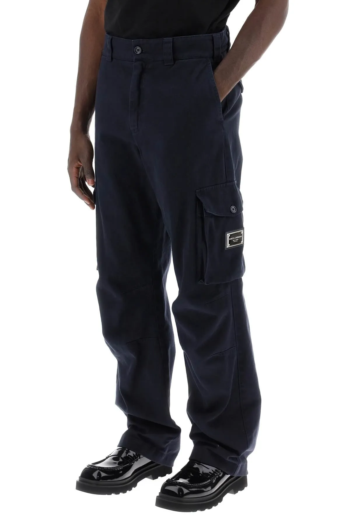 cargo pants with logo plaque