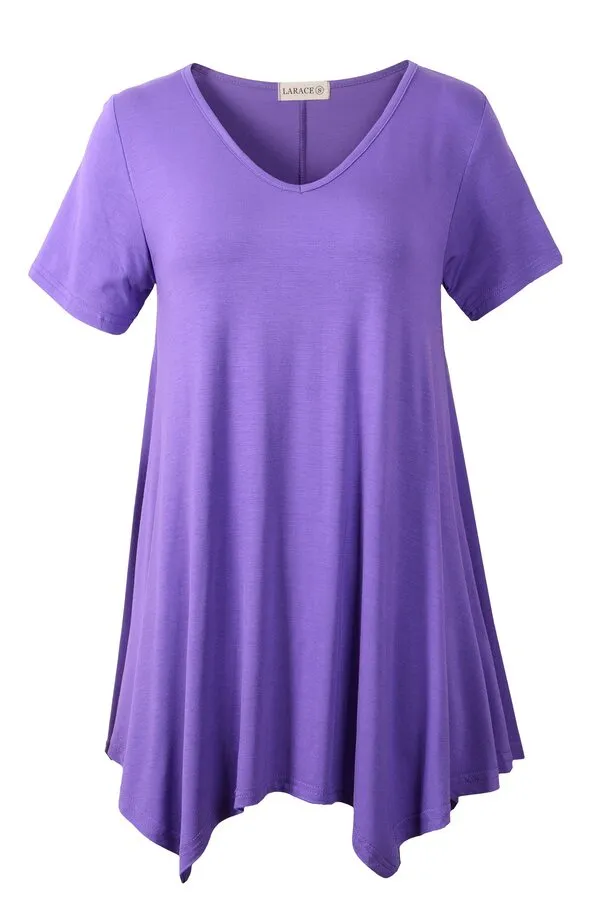 Casual T Shirt V-Neck Solid Color Tops for Leggings-LARACE 8036