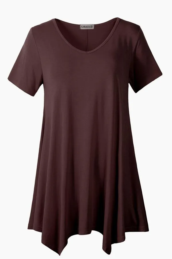 Casual T Shirt V-Neck Solid Color Tops for Leggings-LARACE 8036