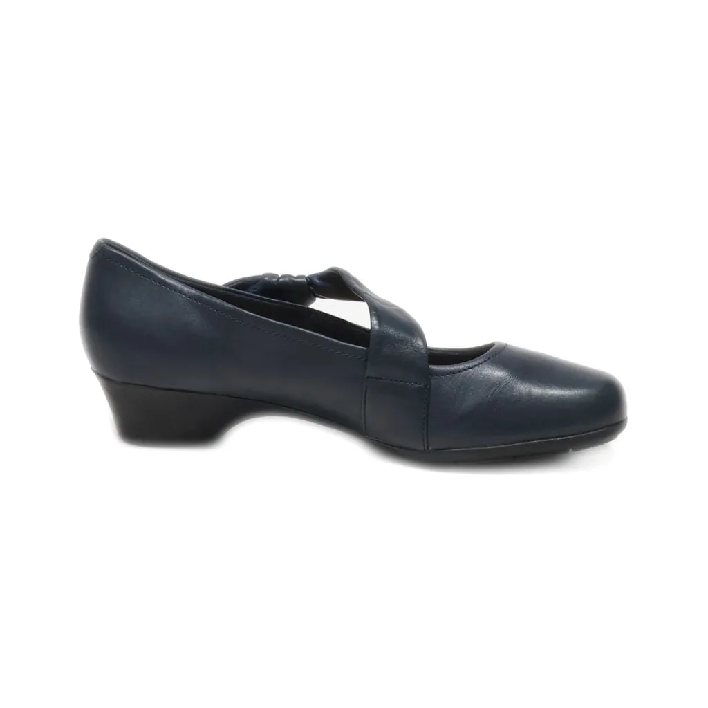 Clarks Mid-Heel Shoes Leather Blue Colour For Women
