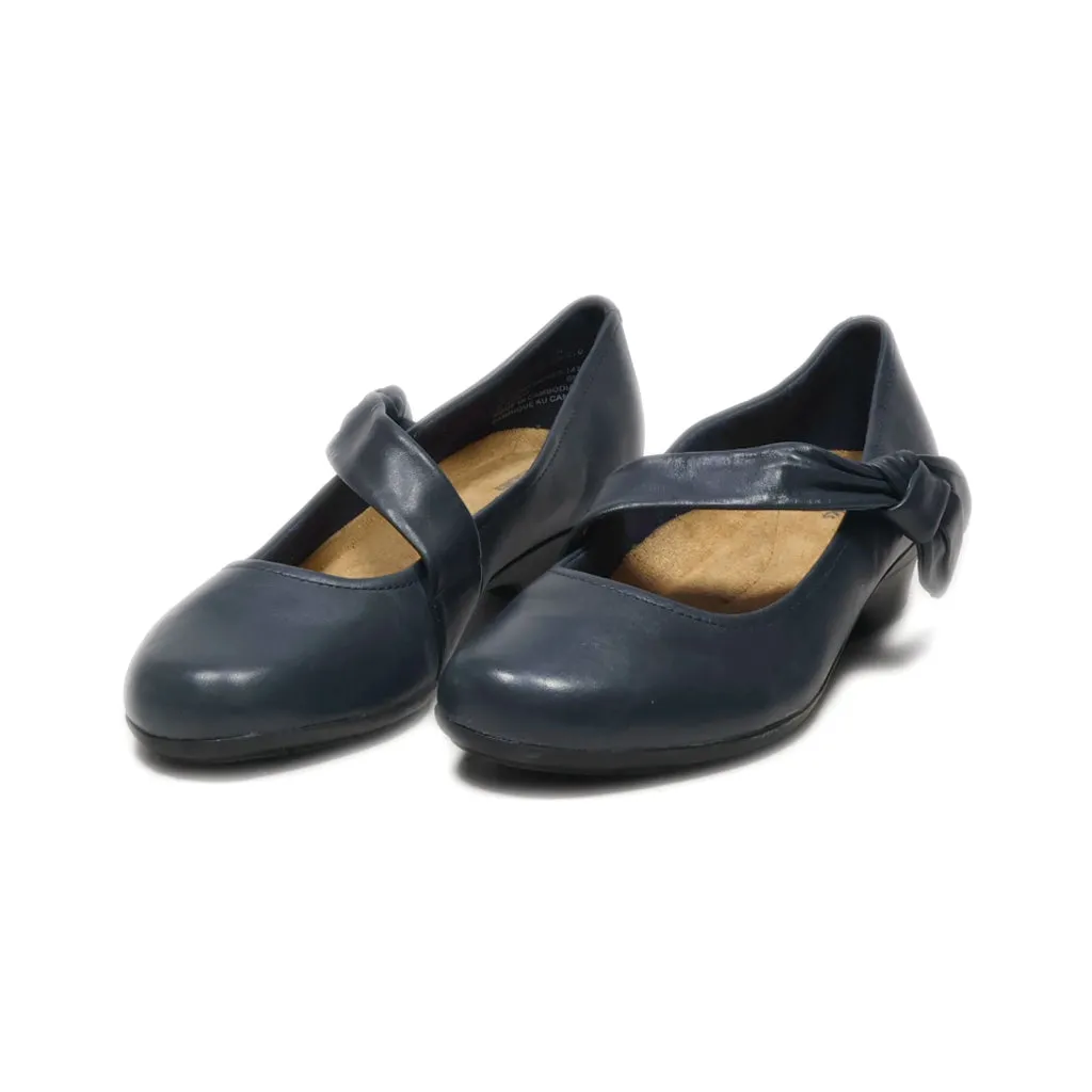 Clarks Mid-Heel Shoes Leather Blue Colour For Women