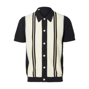 Custom Striped Woolen Knit Polo - Short Sleeve OEM/ODM Men's Knitwear