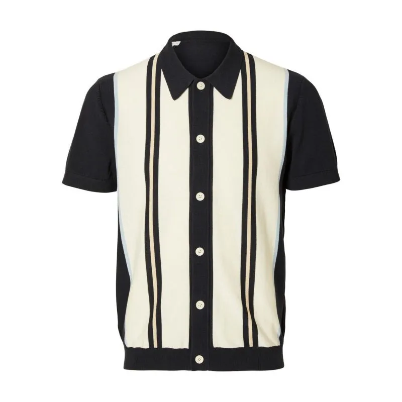 Custom Striped Woolen Knit Polo - Short Sleeve OEM/ODM Men's Knitwear