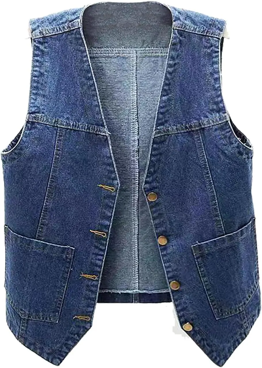Denim Jacket for Women 2024 Fall Casual Long Sleeve Jean Jackets Basic Lapel Button Down Cropped Coats Pockets