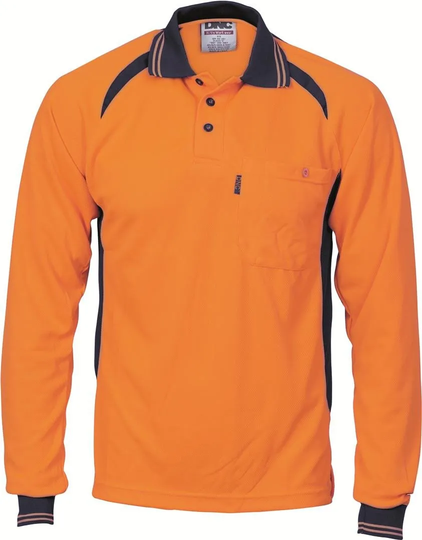 DNC Cool Breeze Contrast Mesh Polo Long Sleeve (3902)