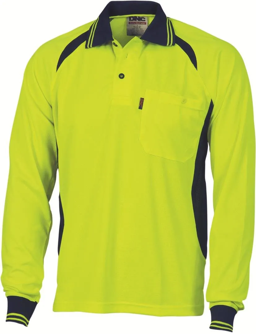 DNC Cool Breeze Contrast Mesh Polo Long Sleeve (3902)