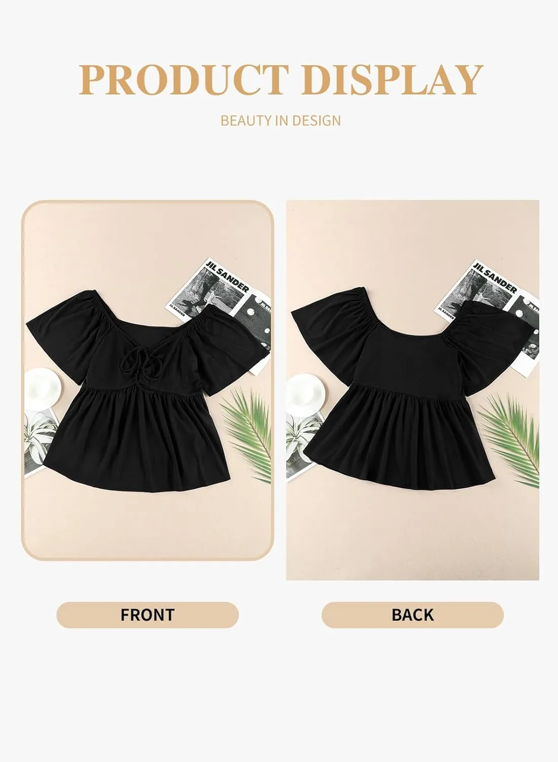 Eytino Women Plus Size Sweetheart Neck Short Sleeve Shirred Peplum Blouse Tops Shirts(1X-5X)