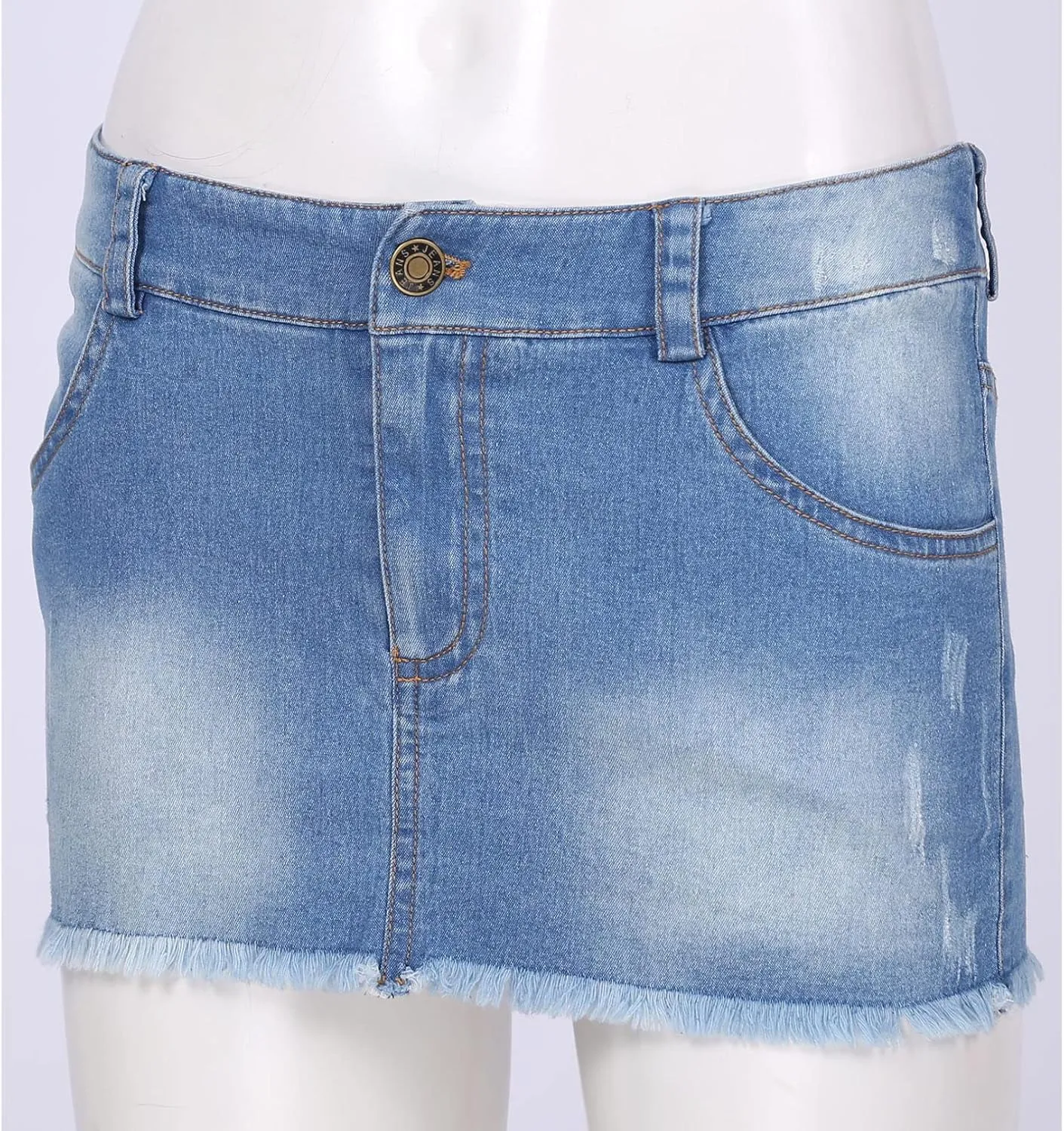 FEESHOW Women Denim Skirts Y2K Low Rise Mini Skirts 90s Grunge Sexy Jean Skirts Slim Fit Pencil Short Skirts