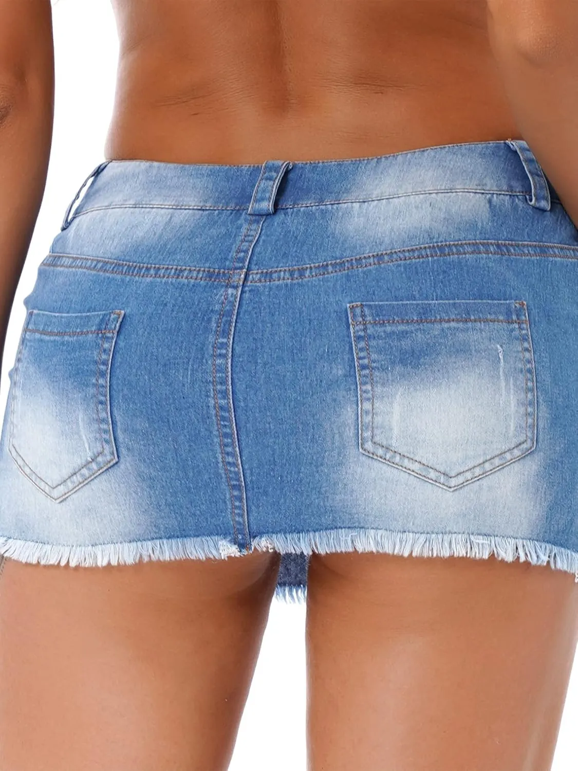 FEESHOW Women Denim Skirts Y2K Low Rise Mini Skirts 90s Grunge Sexy Jean Skirts Slim Fit Pencil Short Skirts