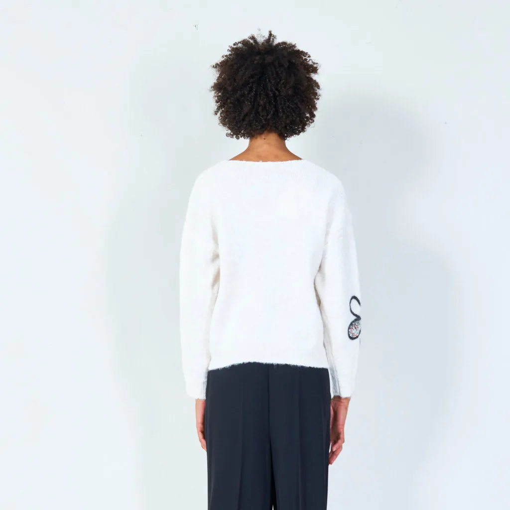 Floral embellished V-neck sweater wholesale