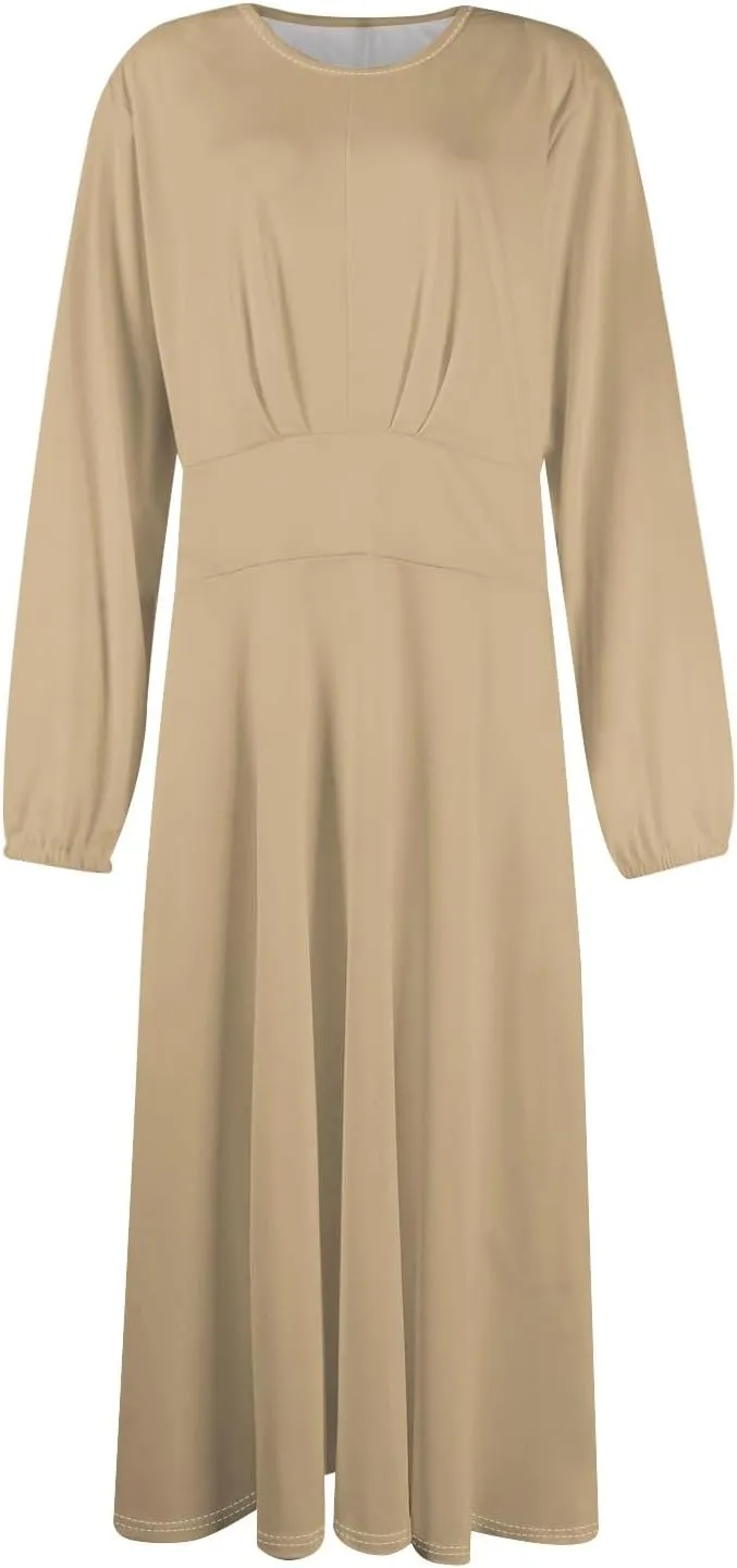 Formal Fall Winter Long Sleeve Wedding Guest Dresses for Women Floral Casual Trendy Smocked Flowy A Line Midi Dress