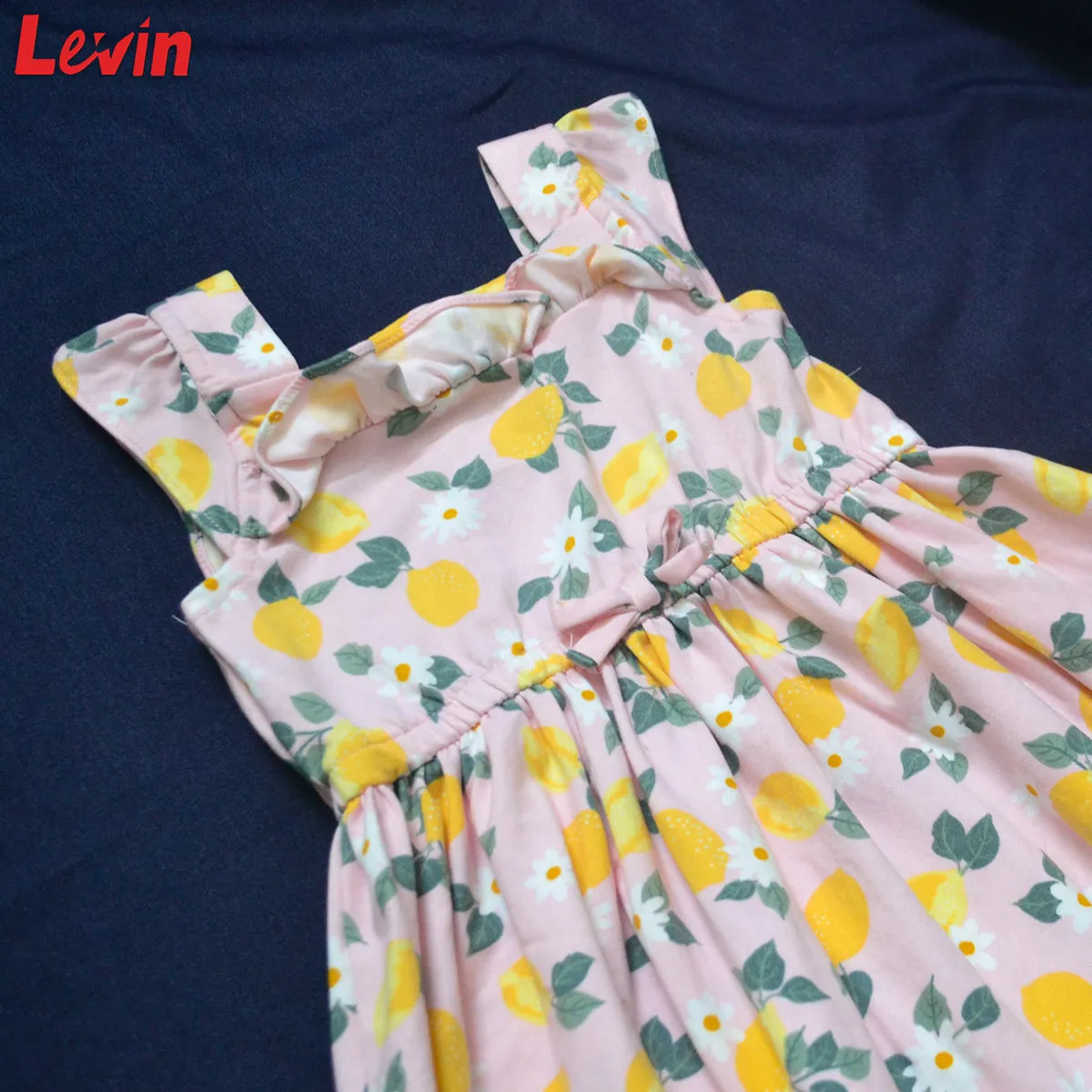 Girls Summer Sleeveless Frock Ruffle Trim Soft Play Dresses