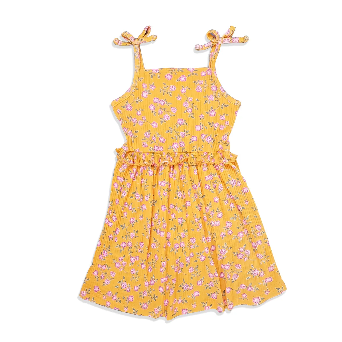 Girls Summer Sleeveless Frock Ruffle Trim Soft Play Dresses