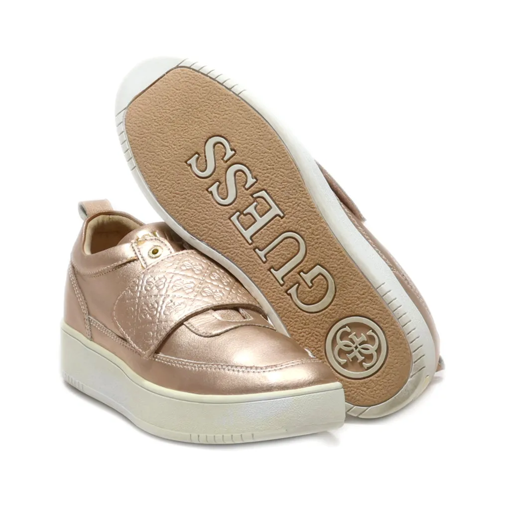 Guess Platform Shoes Pu Leather Gold Colour For Women