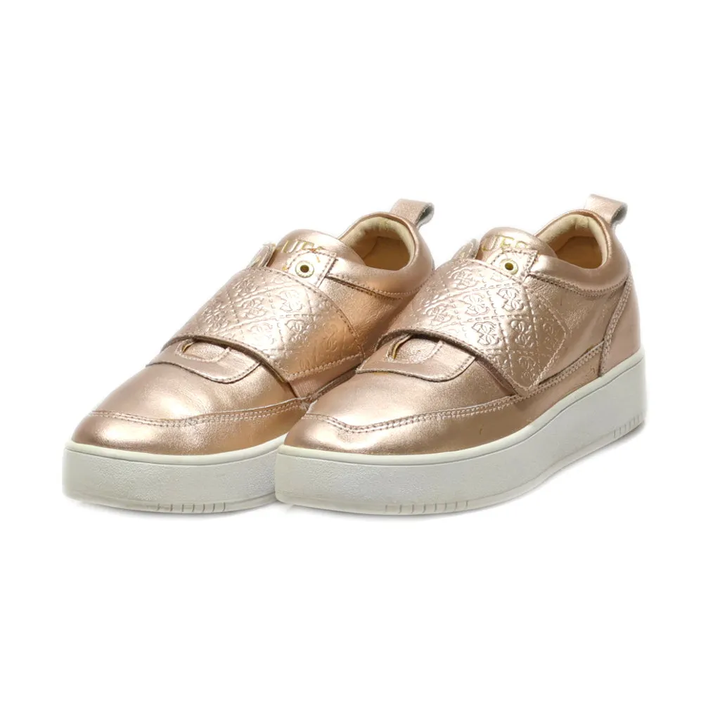 Guess Platform Shoes Pu Leather Gold Colour For Women