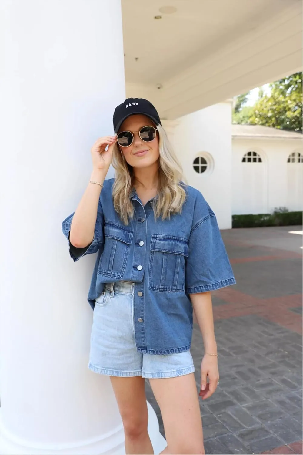 Imily Bela Womens Oversized Short Sleeve Denim Jackets Trendy Cropped Jean Tops Shackets