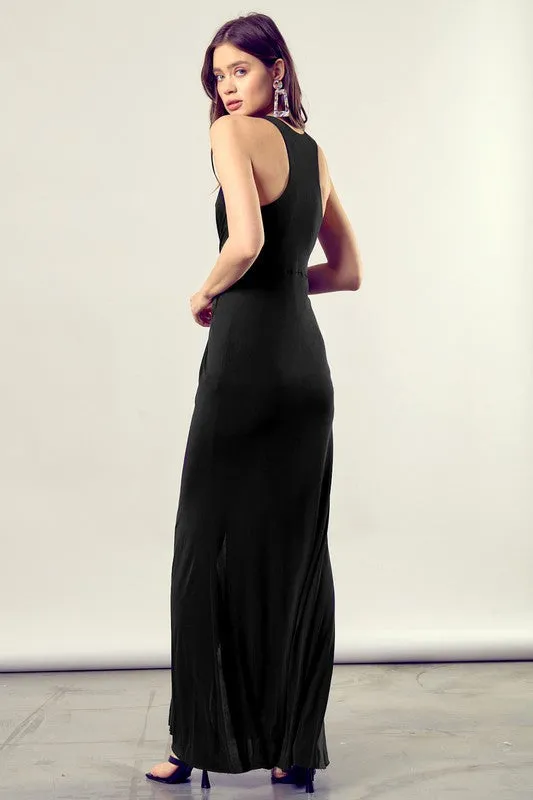 Kelsey Twist-Front Side Leg Slit Knit Dress