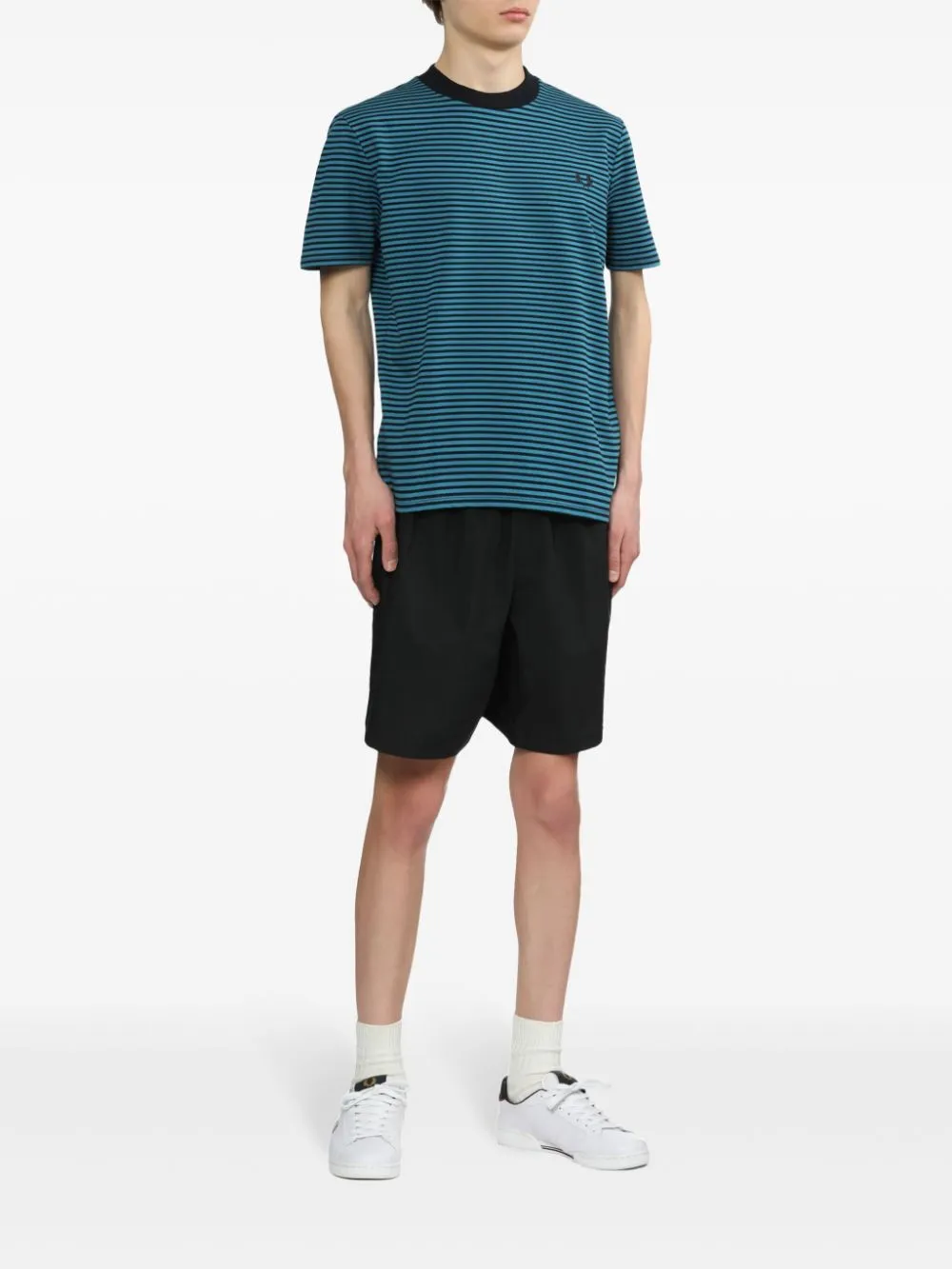 Laurel Wreath-embroidered striped T-shirt