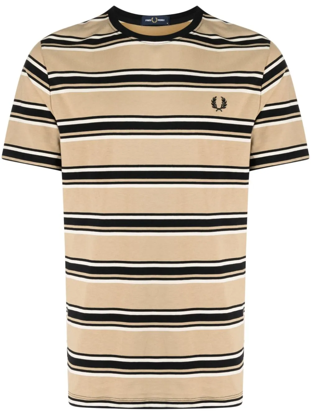 logo-embroidered striped cotton T-shirt