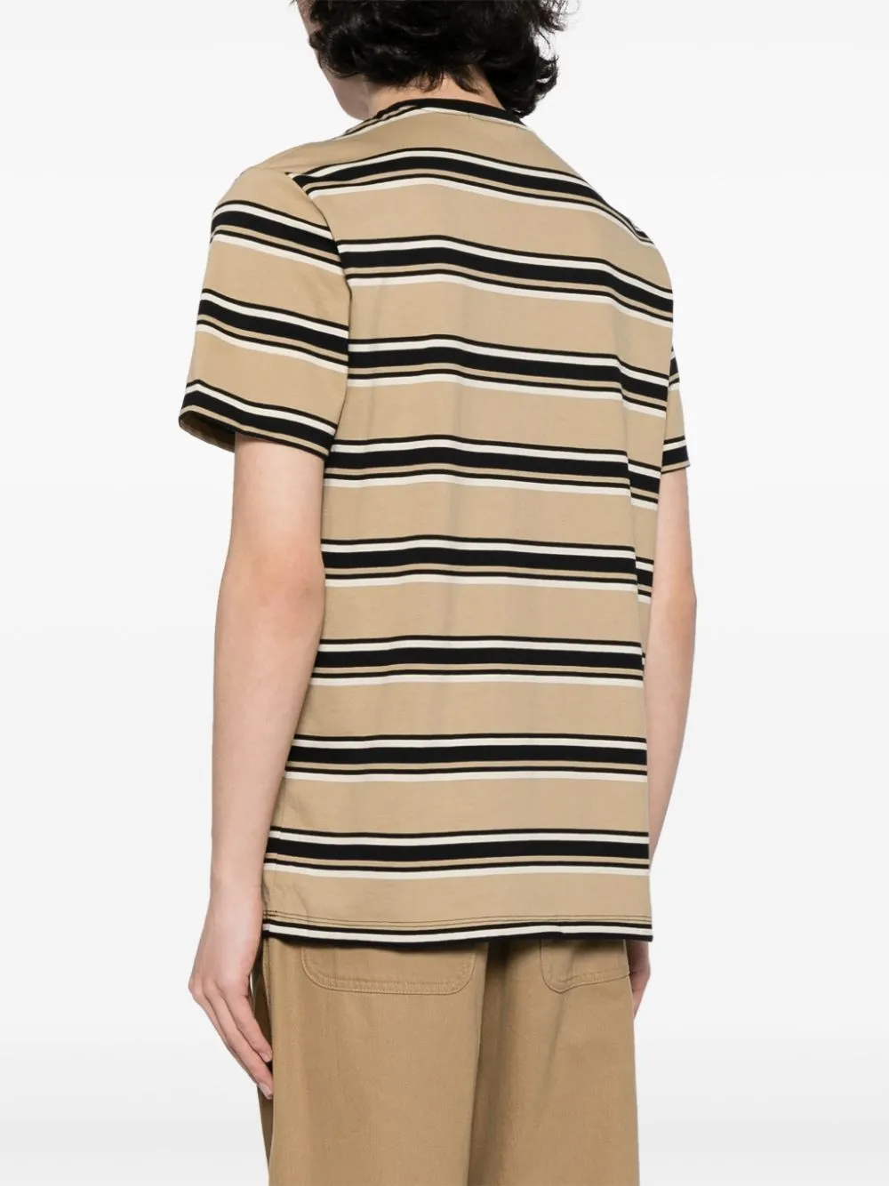 logo-embroidered striped cotton T-shirt