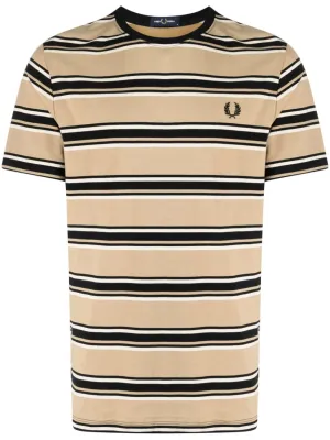 logo-embroidered striped cotton T-shirt