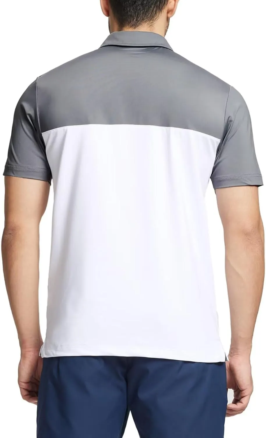 M MAELREG Golf Shirts for Men Dry Fit Performance Chest Print Color Block Moisture Wicking Casual Short Sleeve Polo Shirts