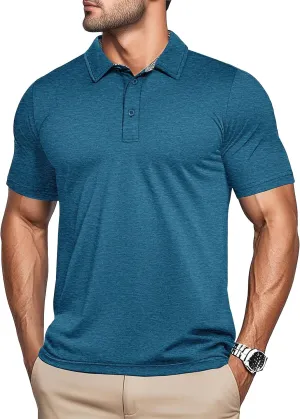 MAGCOMSEN Men's Short Sleeve Polo Golf Shirts 3-Button Moisture Wicking Athletic T-Shirts Casual Collared Shirt