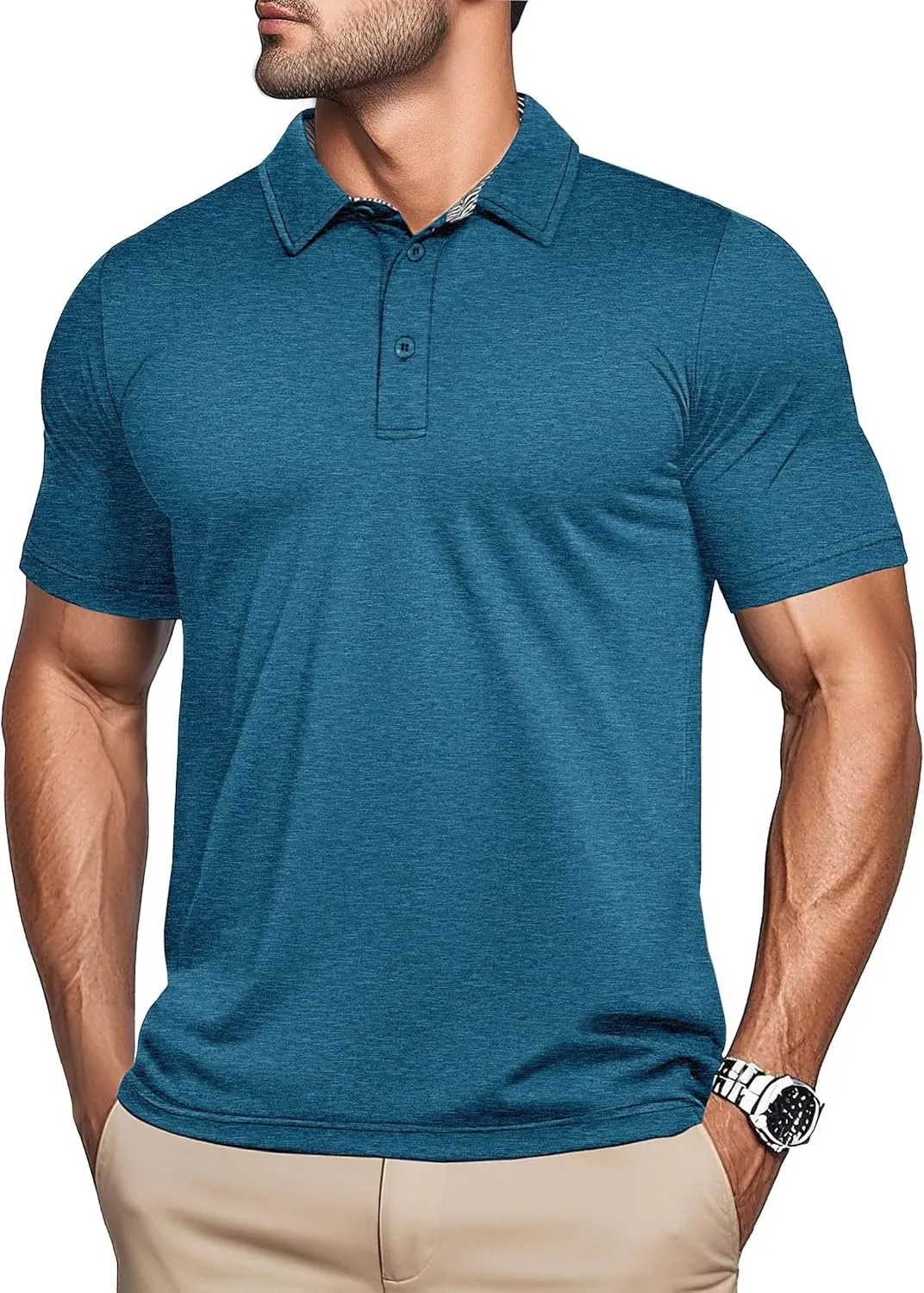 MAGCOMSEN Men's Short Sleeve Polo Golf Shirts 3-Button Moisture Wicking Athletic T-Shirts Casual Collared Shirt