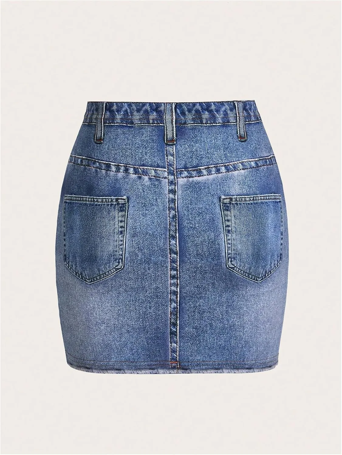 MakeMeChic Women's Plus Size Denim Short Skirt Asymmetrical Bodycon Jean Skirts Mini Skirts