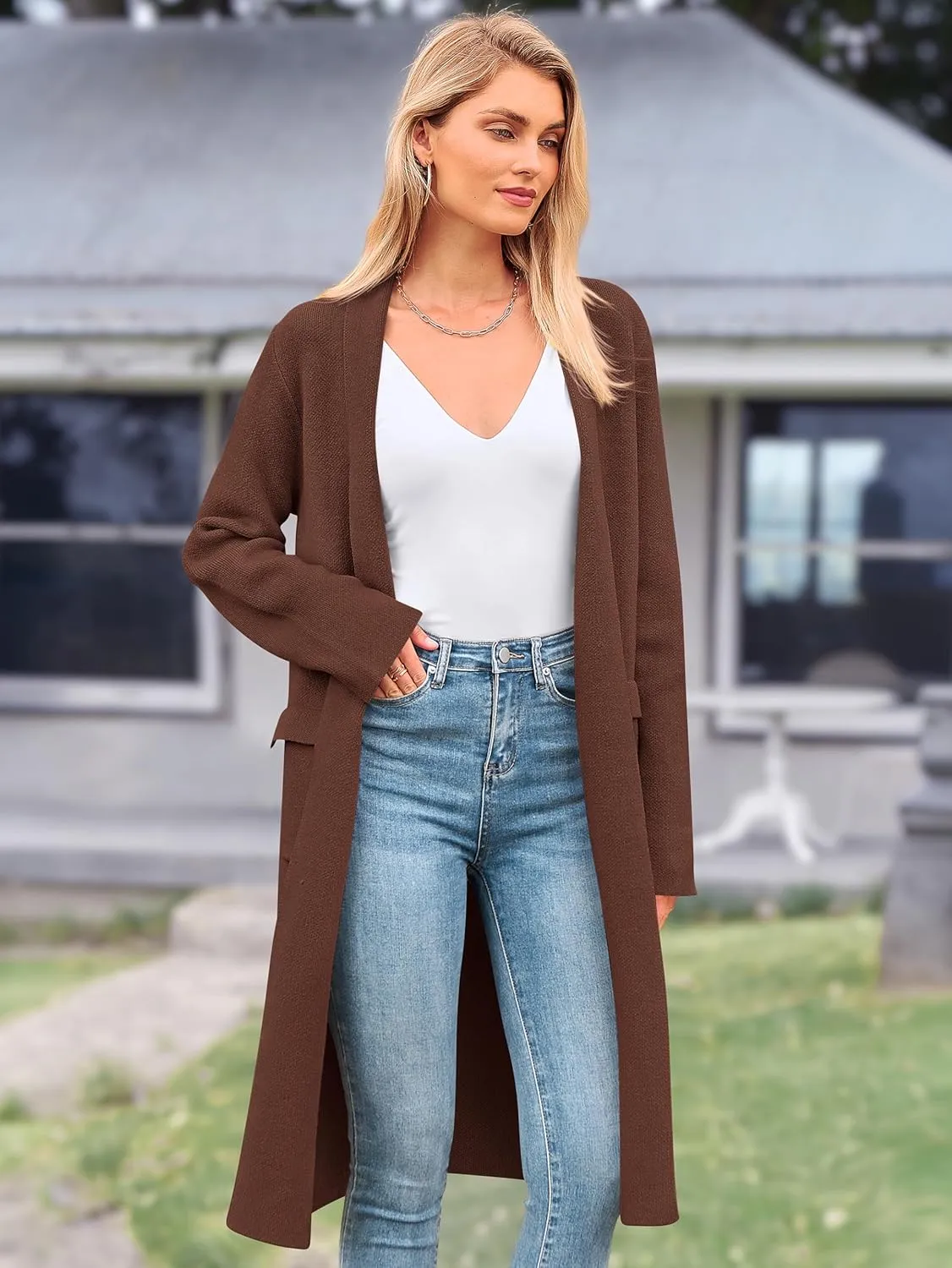 MASCOMODA Open Front Long Cardigan Sweaters for Women Trendy 2025 Fall Winter Oversized Sweater Coats Knit Coatigan Jackets