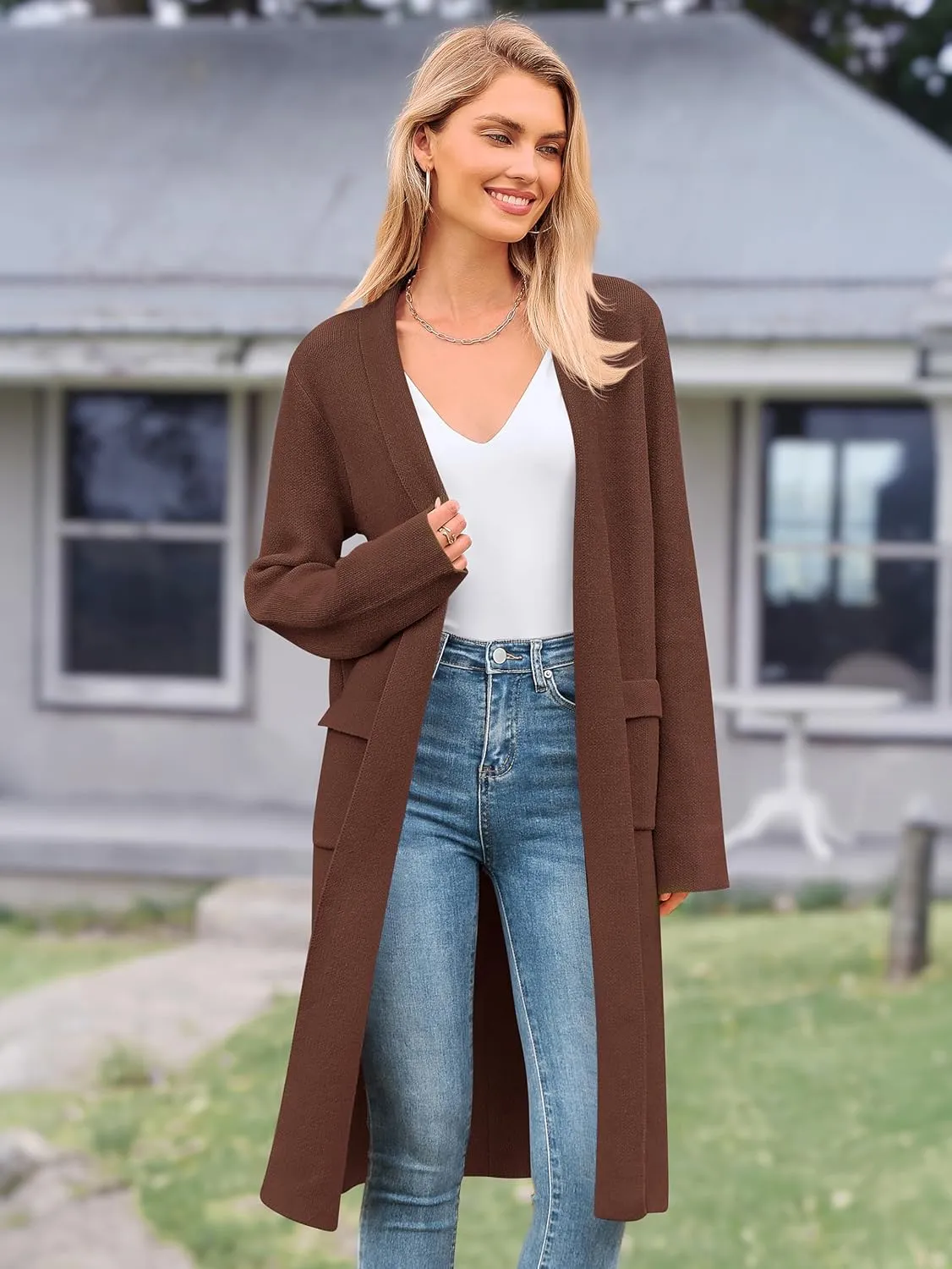 MASCOMODA Open Front Long Cardigan Sweaters for Women Trendy 2025 Fall Winter Oversized Sweater Coats Knit Coatigan Jackets
