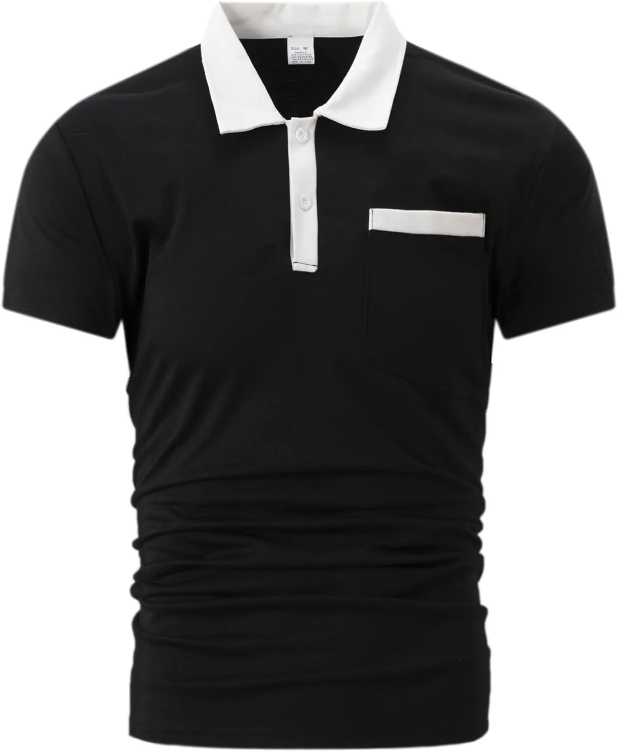 Mens Casual Polo Shirts Classic Short Sleeve Golf Shirt Fashion Button Cotton Top with Pocket