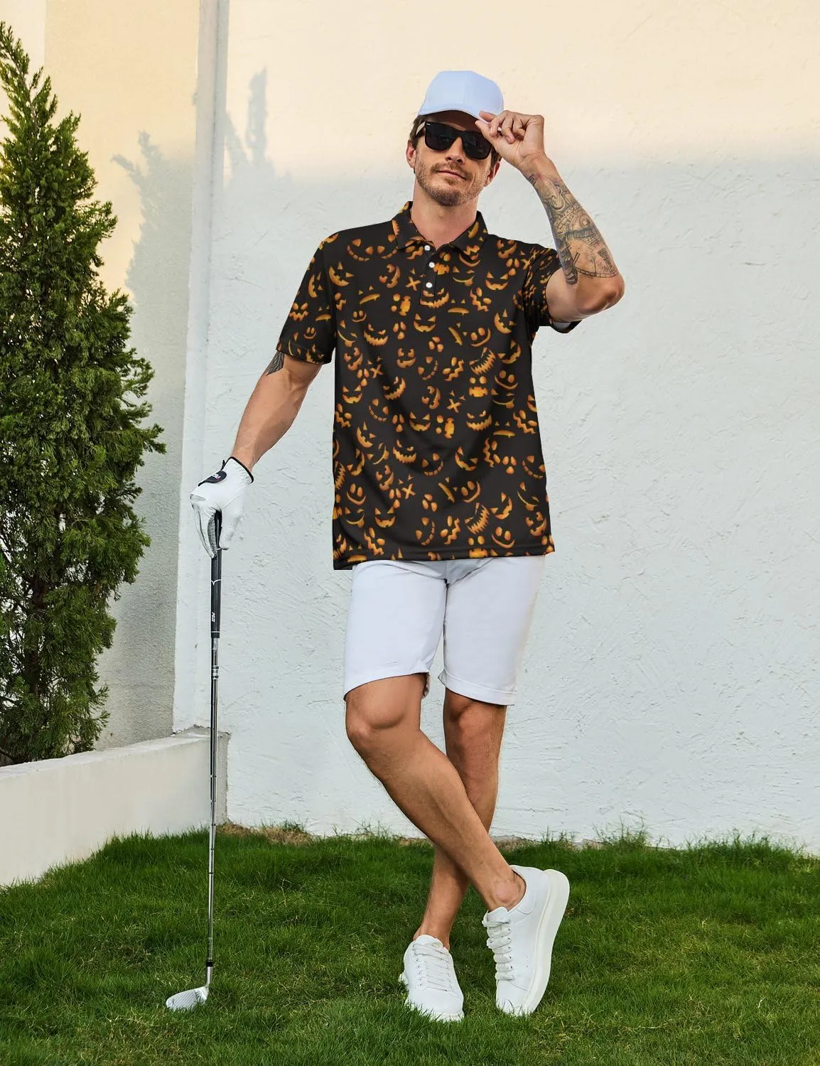 Men's Funny Golf Shirts Hawaiian Polo Shirts 80S Flashes Polo Shirts Funny Hawaiian Beach Summer Golf Polo Shirts