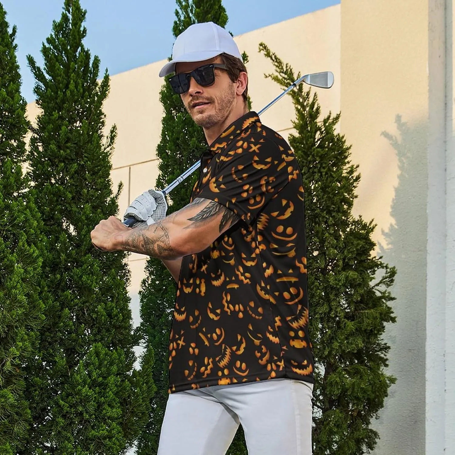 Men's Funny Golf Shirts Hawaiian Polo Shirts 80S Flashes Polo Shirts Funny Hawaiian Beach Summer Golf Polo Shirts