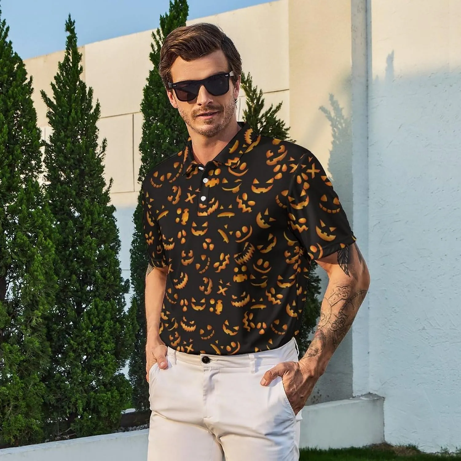 Men's Funny Golf Shirts Hawaiian Polo Shirts 80S Flashes Polo Shirts Funny Hawaiian Beach Summer Golf Polo Shirts