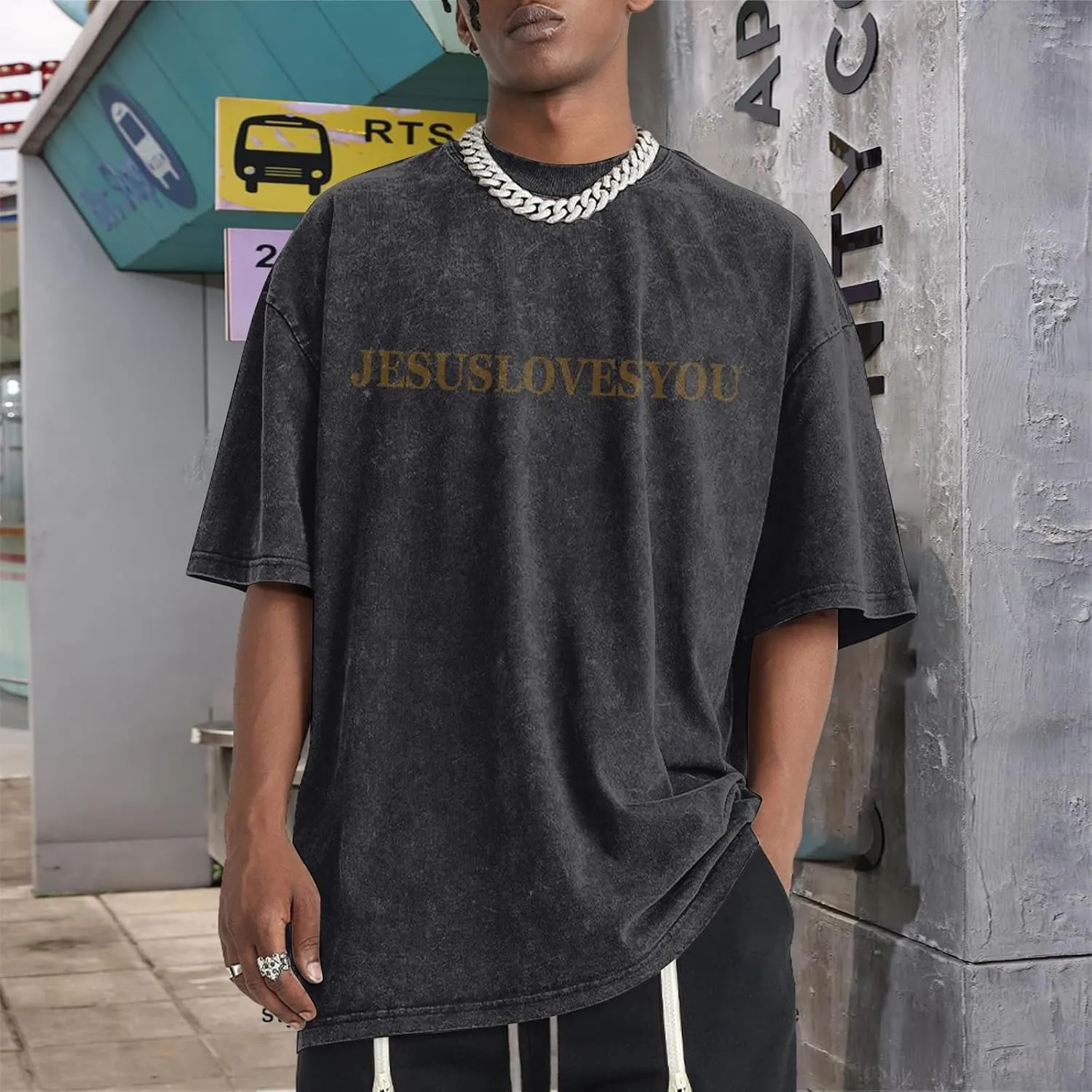 Men's Oversized T Shirts Heavy Cotton Vintage Washed Distressed Letter Graphic Tees Casual Loose Fit Summer Tops