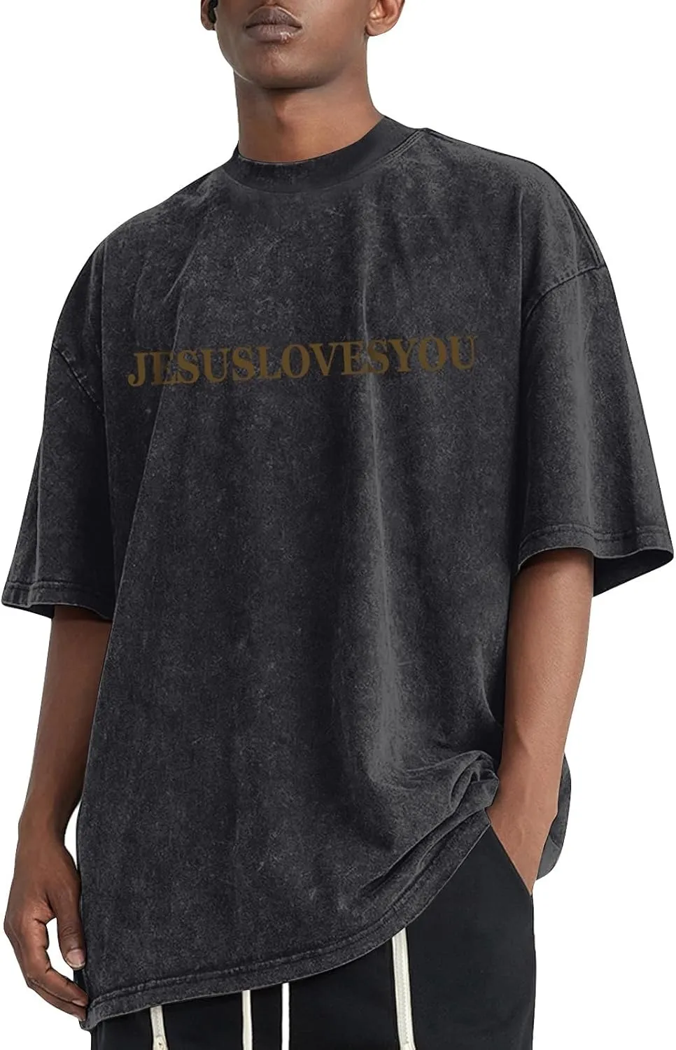 Men's Oversized T Shirts Heavy Cotton Vintage Washed Distressed Letter Graphic Tees Casual Loose Fit Summer Tops