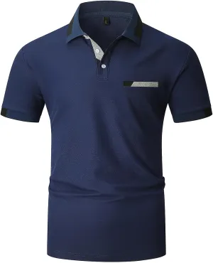 Mens Polo Shirts Short Sleeve Regular-Fit Quick-Dry Golf Polo Shirt Casual T Shirts Collared Shirts Short Sleeve