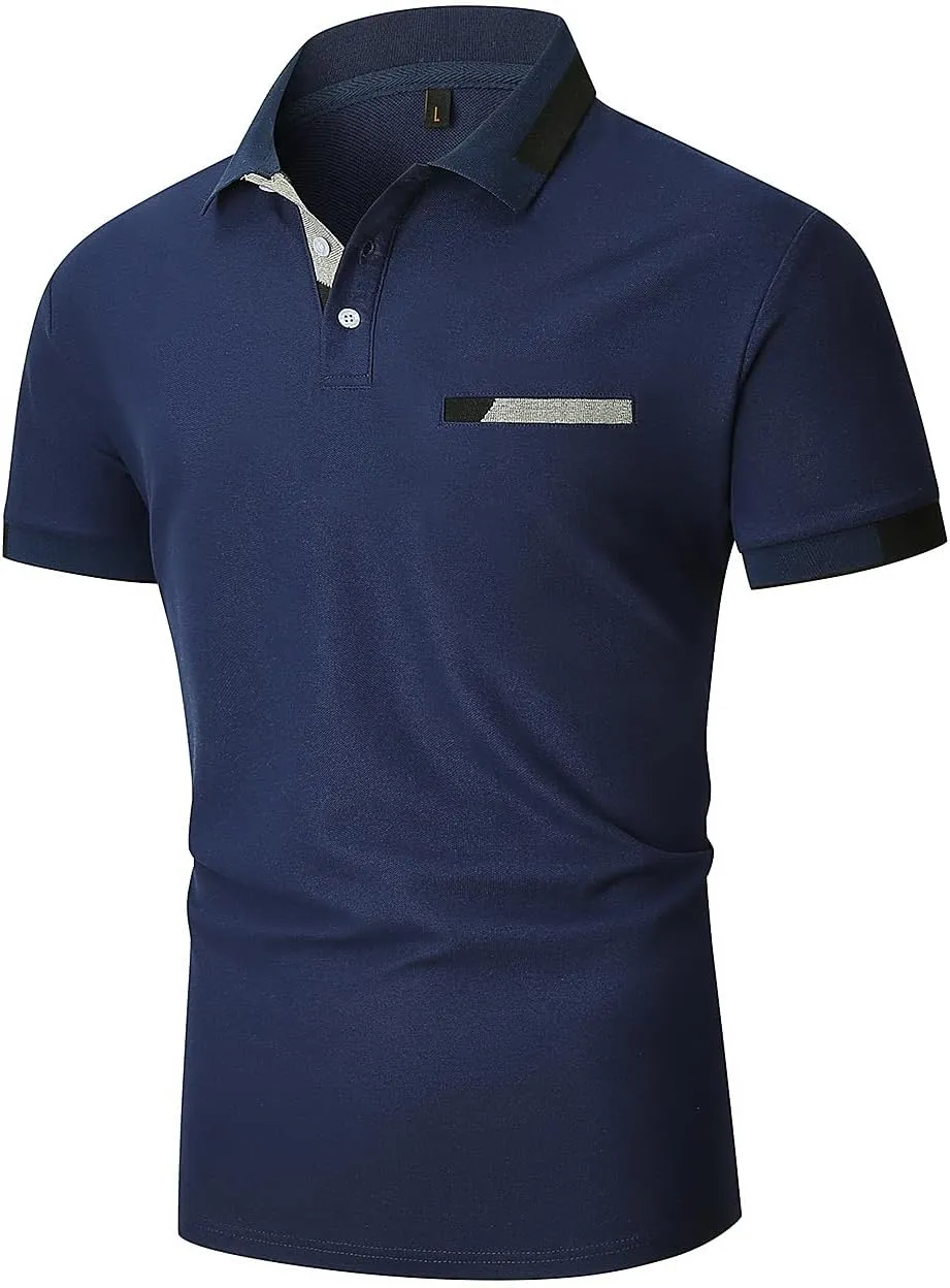Mens Polo Shirts Short Sleeve Regular-Fit Quick-Dry Golf Polo Shirt Casual T Shirts Collared Shirts Short Sleeve