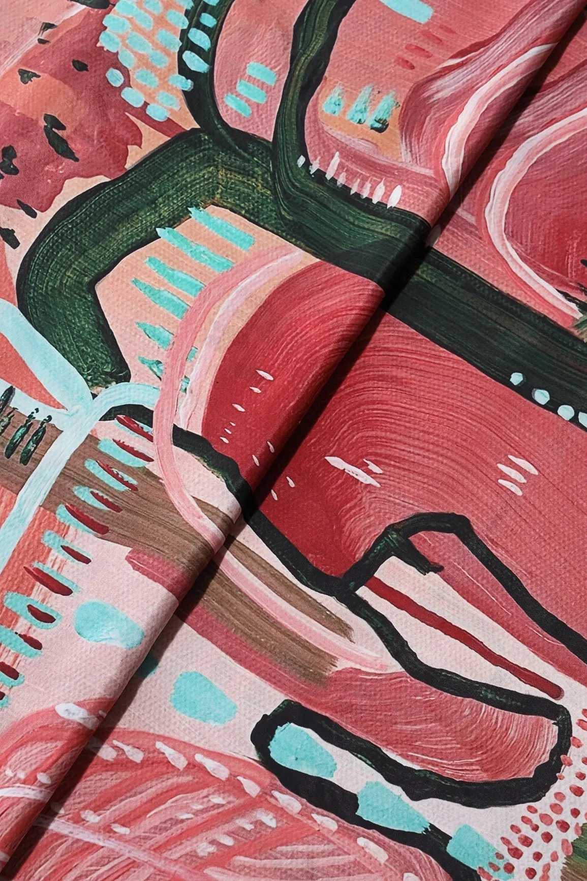 Multi Color Abstract Digital Print On Crepe Fabric