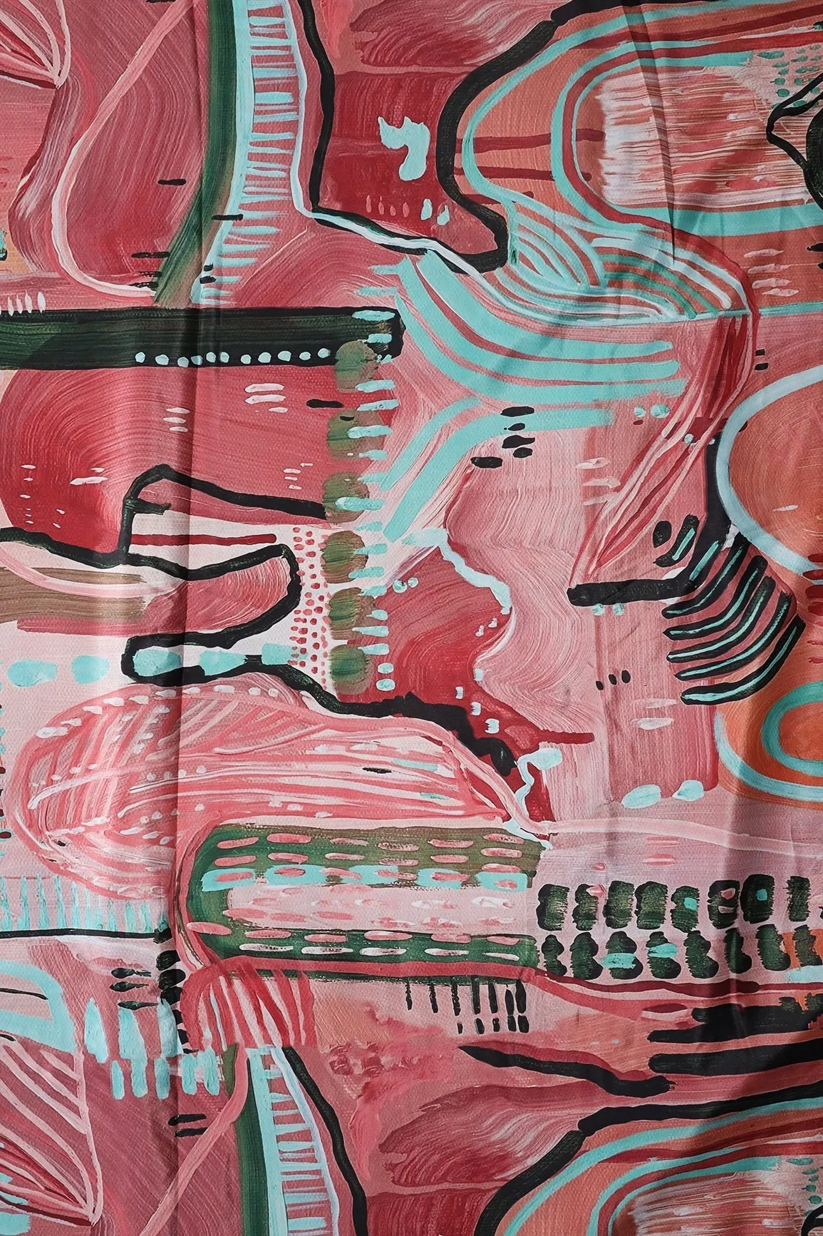 Multi Color Abstract Digital Print On Crepe Fabric