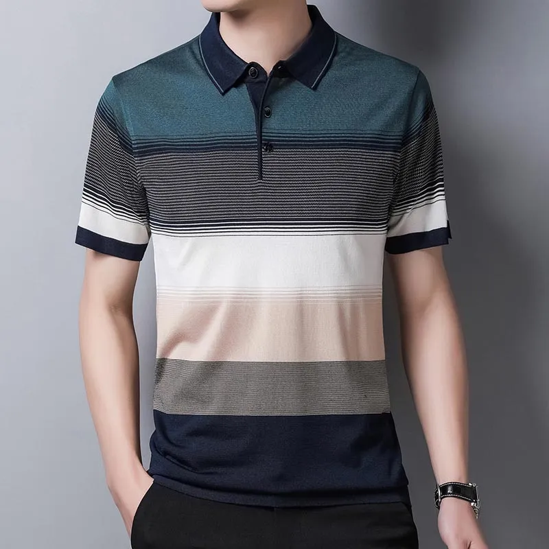 Nsquared Short Sleeve Polo Tee Shirt | Men Casual Summer Striped | Men's Clothing Polos Shirts Mens Fashion Slim Fit Poloshirt