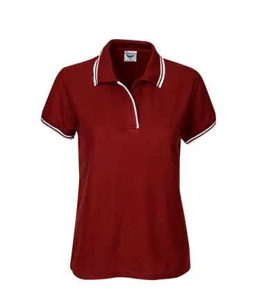 P56  Ladies Pique Polo With Striped Collar/Cuff