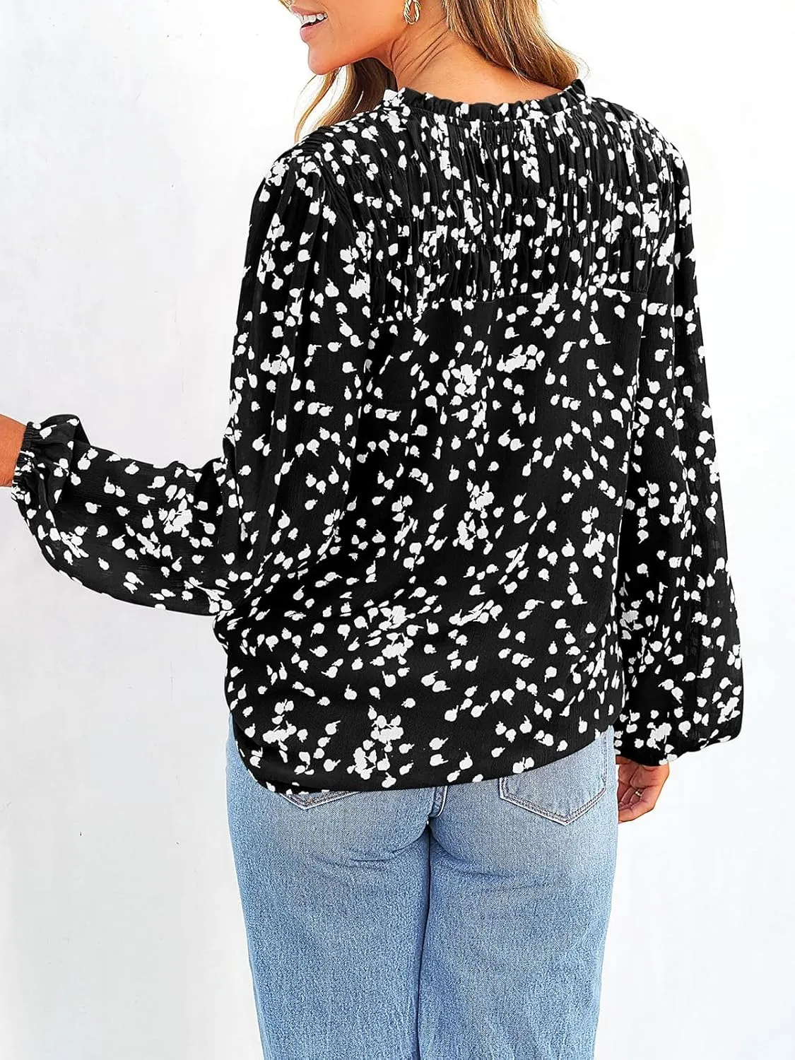 PRETTYGARDEN Womens Floral Spring Tops 2025 V Neck Long Sleeve Blouses Dressy Casual Boho Chiffon Business Work Shirts