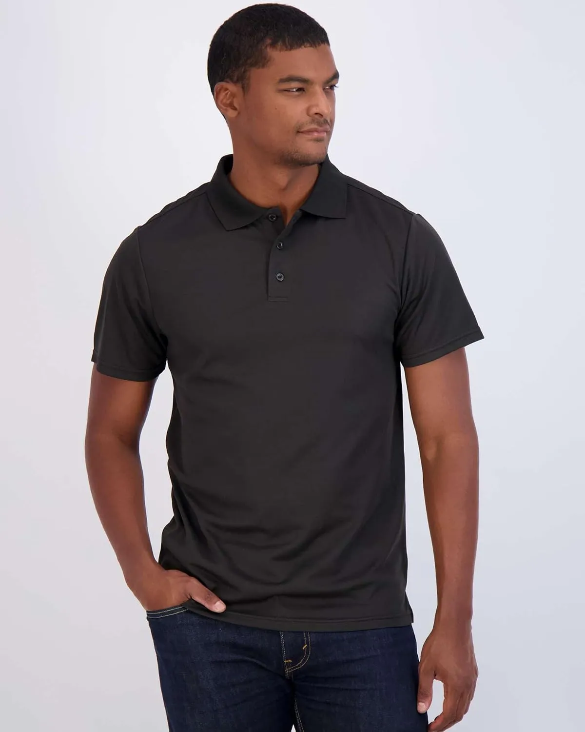 Real Essentials 3 Pack: Men's Quick-Dry Short Sleeve Athletic Performance Polo Shirt (Available in Big & Tall)